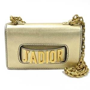 Christian Dior JADIOR Chain Shoulder Bag Gold Calfskin Leather